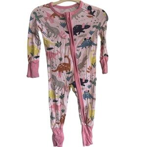 Little Sleepies Pink Dinosaurs Zippy Footie 0/3 Month